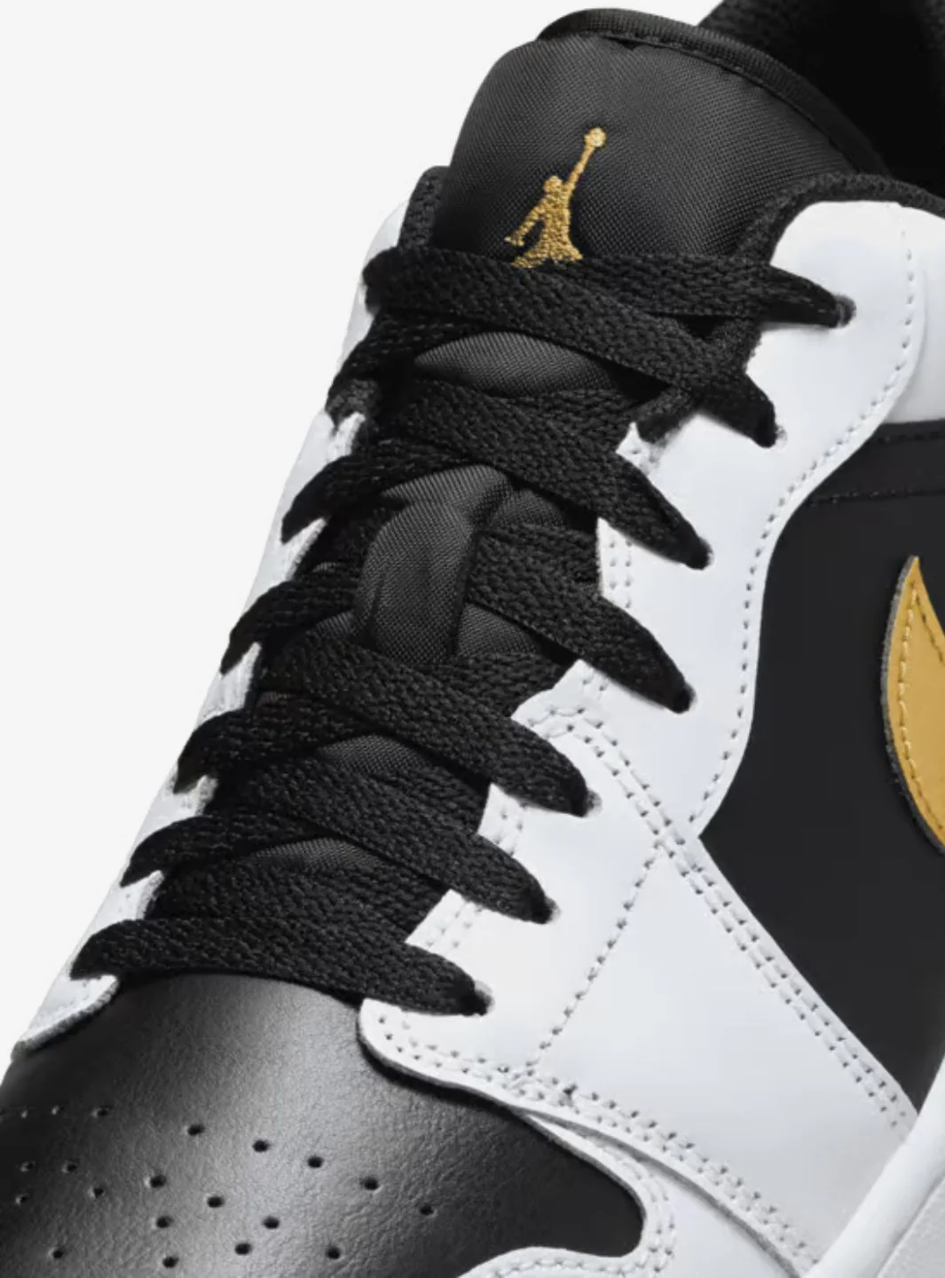 Air Jordan 1 Low White Black Metallic Gold Swoosh - Image 3