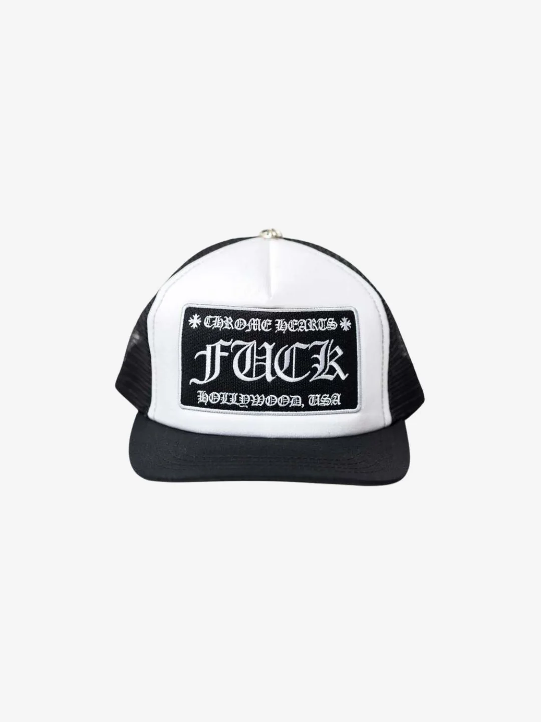 Chrome Hearts FUCK Hollywood Trucker Hat Black/White