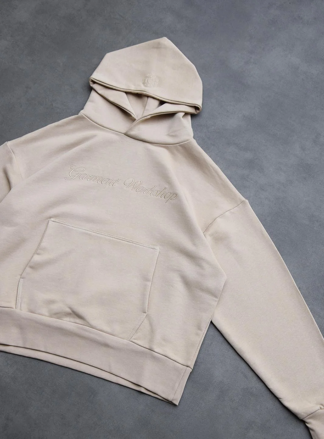 Garment Workshop Single Layer Lettering Hoodie Sand - Image 3