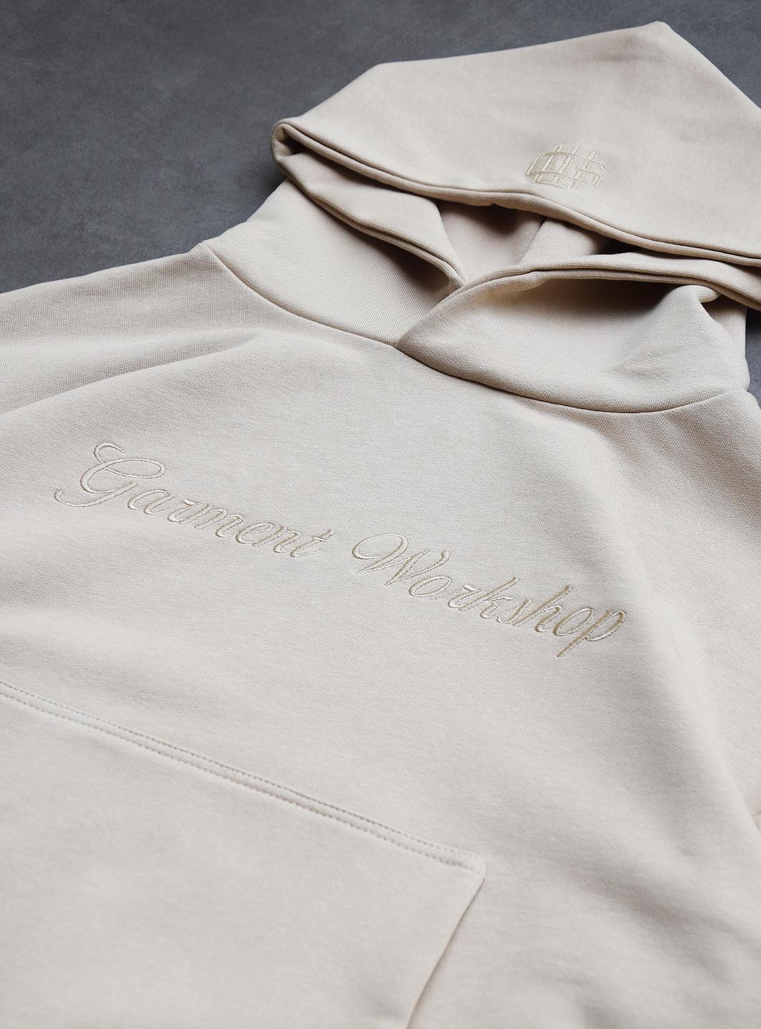 Garment Workshop Single Layer Lettering Hoodie Sand - Image 4