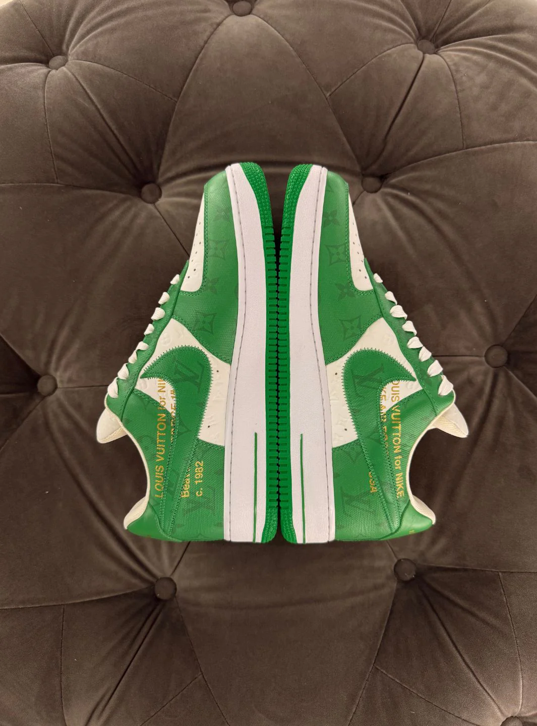 Louis Vuitton Nike Air Force 1 Low By Virgil Abloh White Green - Usato 9.9/10 - Image 5