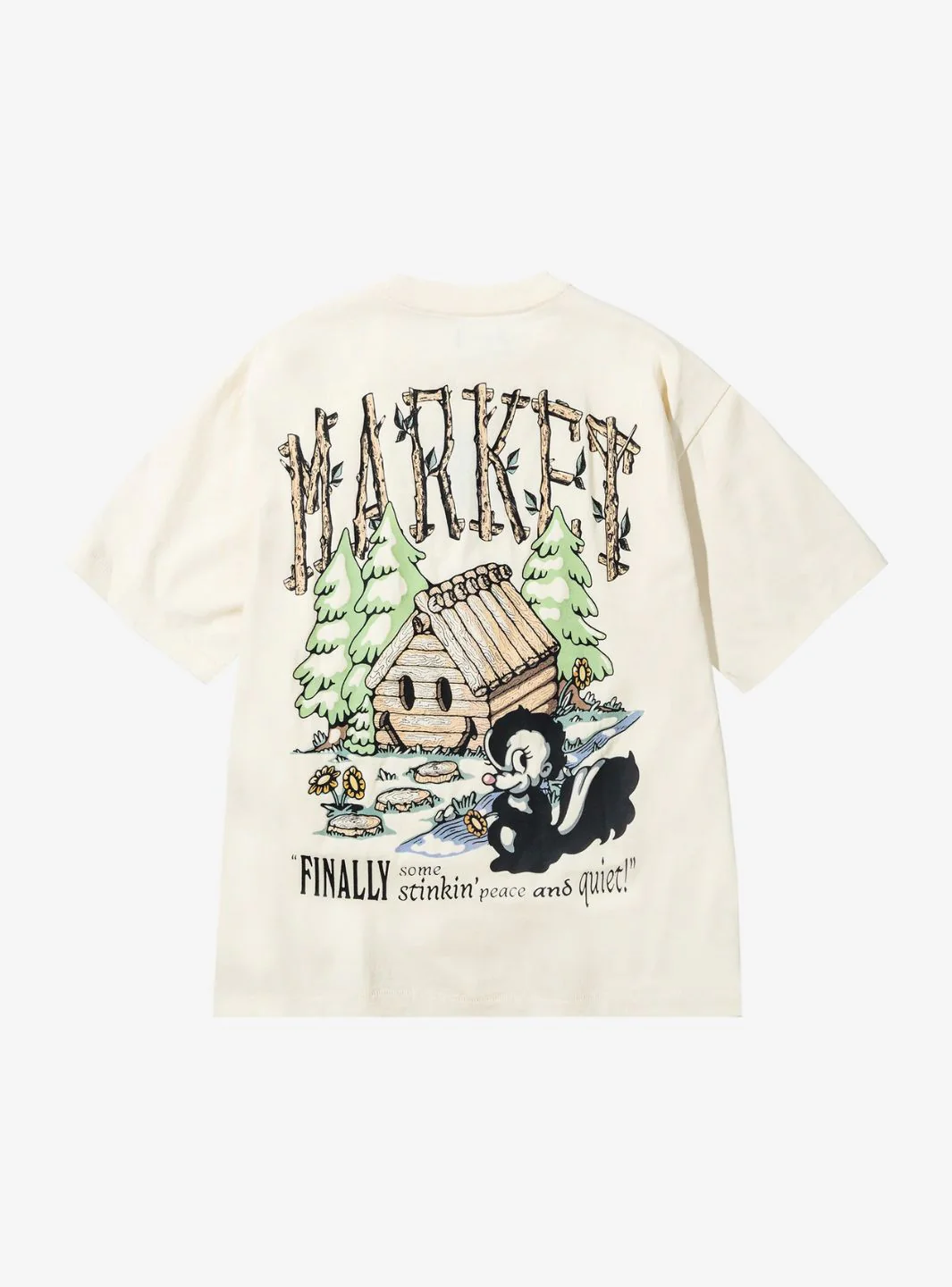 Market Studios Smiley Quiet Cabin T-Shirt Cream - Image 2