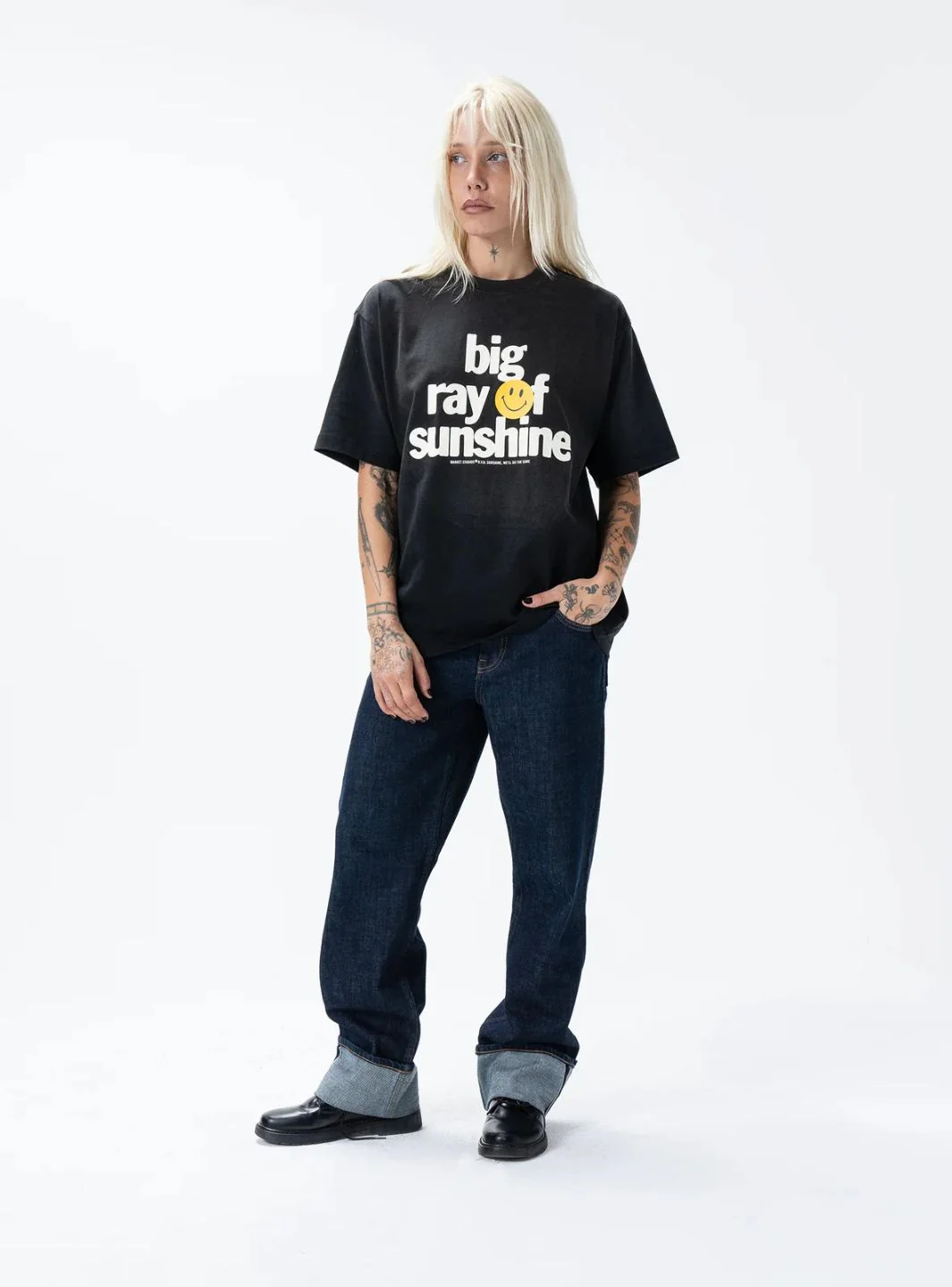 Market Studios Smiley Sunshine T-Shirt Jet Black - Image 4
