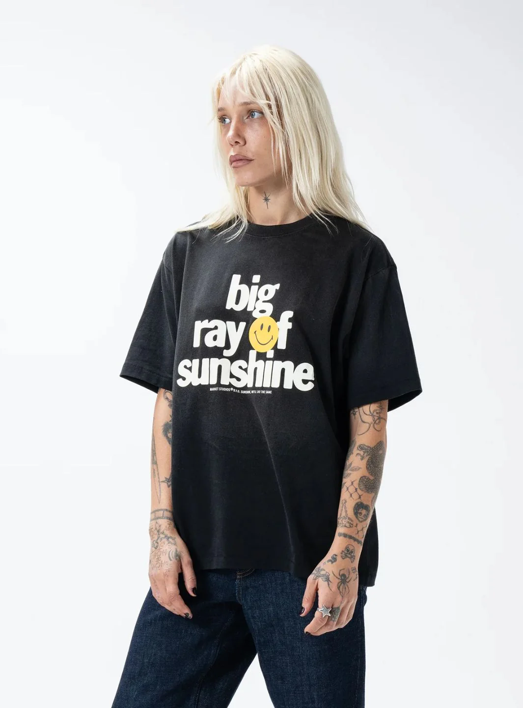 Market Studios Smiley Sunshine T-Shirt Jet Black - Image 5