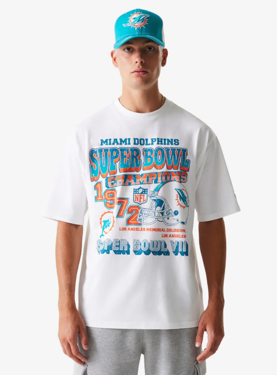 New Era Miami Dolphins NFL Super Bowl White Oversized T-Shirt