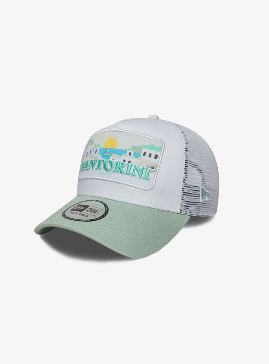 New Era Summer Santorini Pastel Green 9FORTY A-Frame Trucker Adjustable Cap