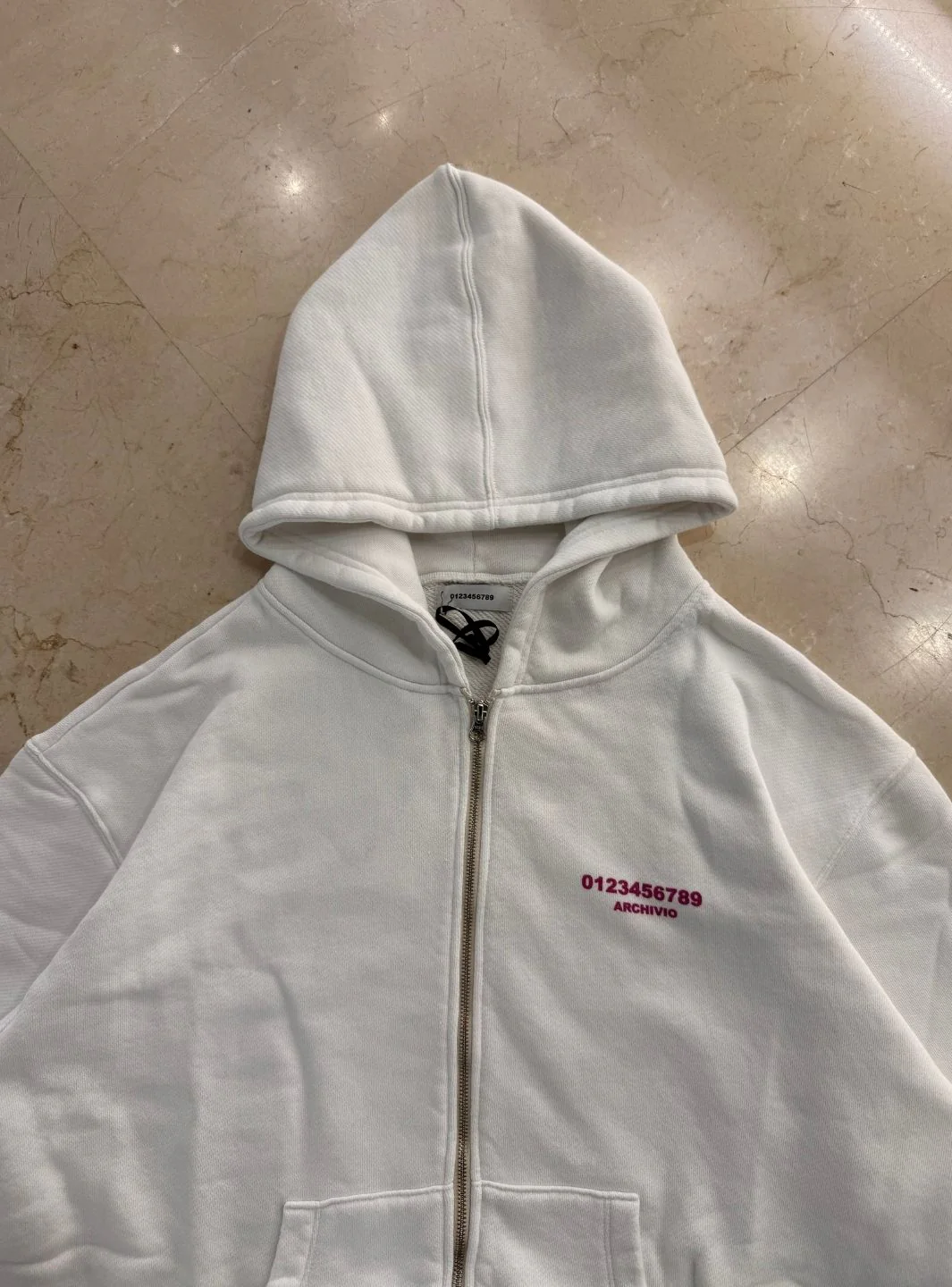 Numeri Archivio Zip Up Hooded Sweatshirt White Fuchsia - Image 5