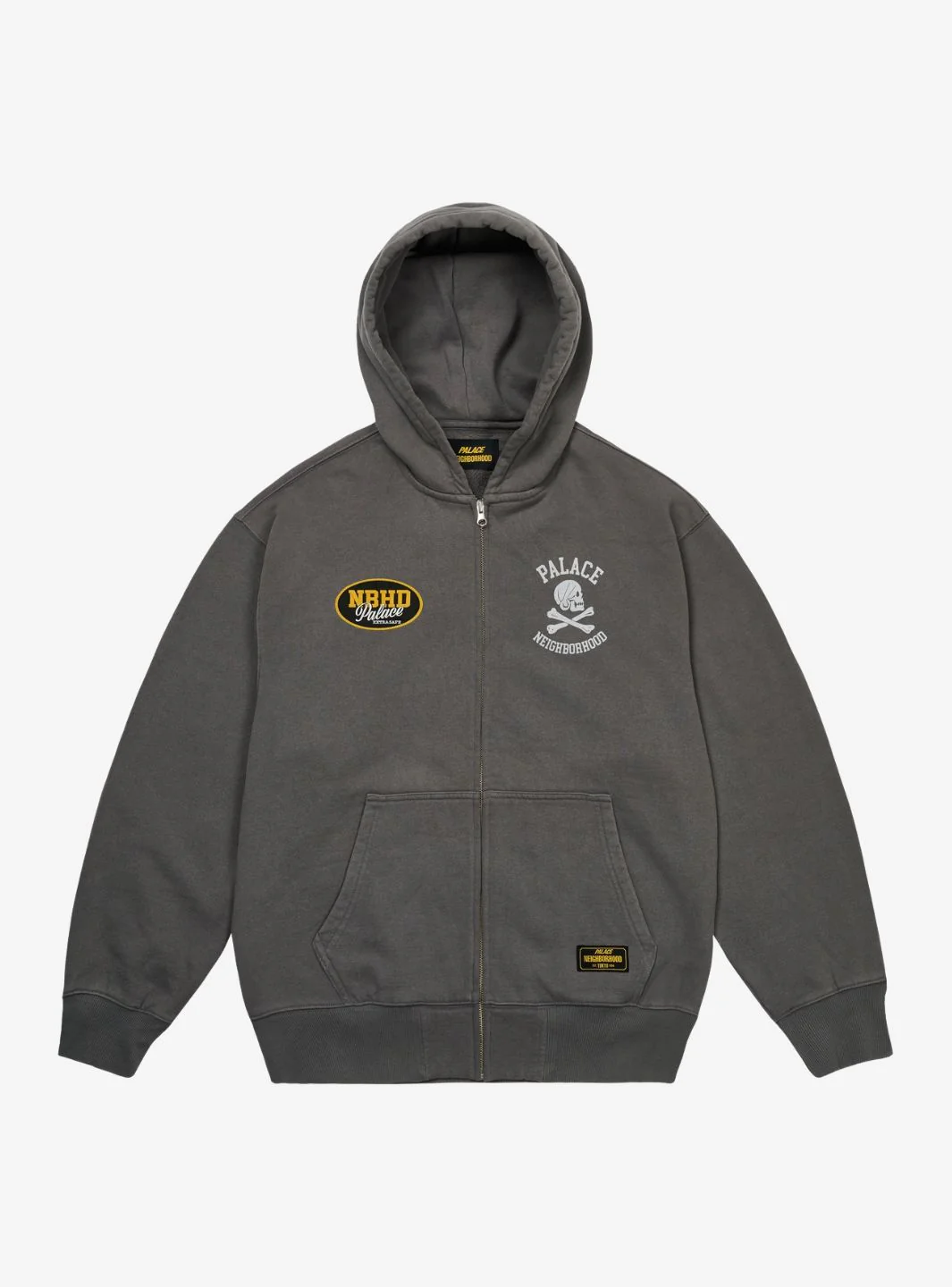 Palace x Neighborhood Skull Zip Hoodie Charcoal