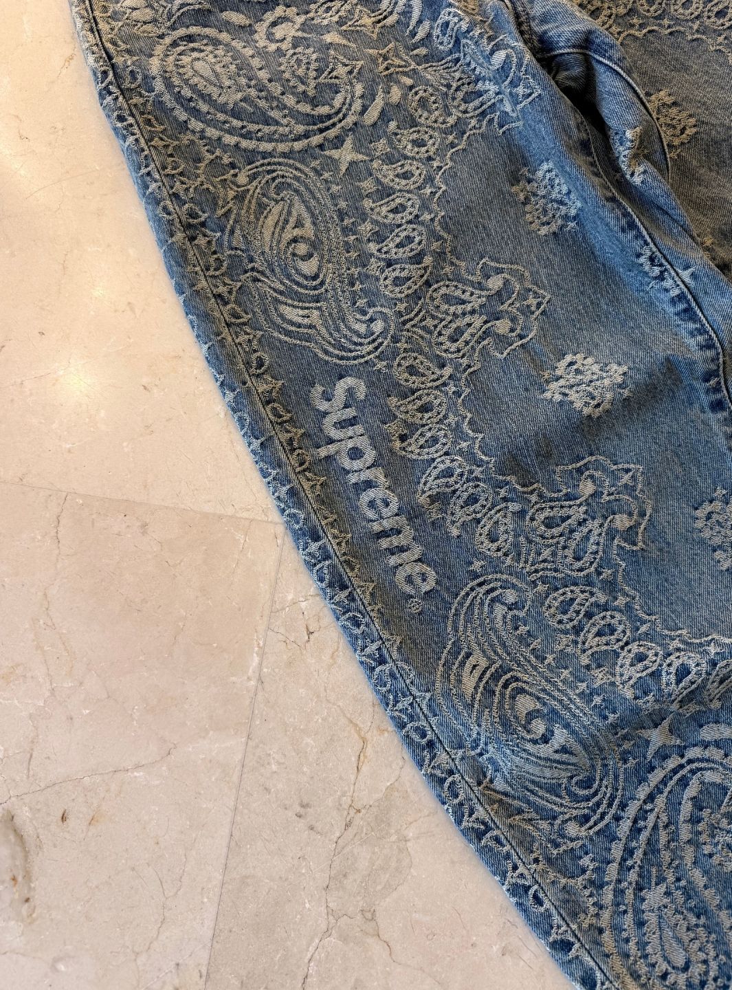 Supreme Bandana Jacquard Baggy Jeans Blue - Image 5