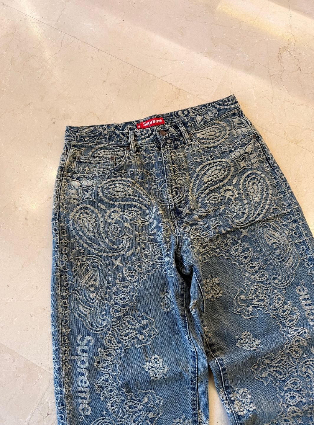 Supreme Bandana Jacquard Baggy Jeans Blue - Image 7