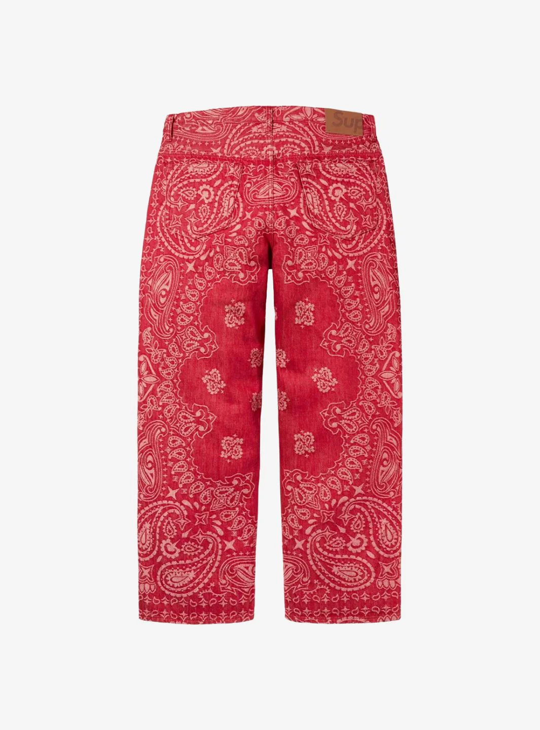 Supreme Bandana Jacquard Baggy Jeans Red - Image 2
