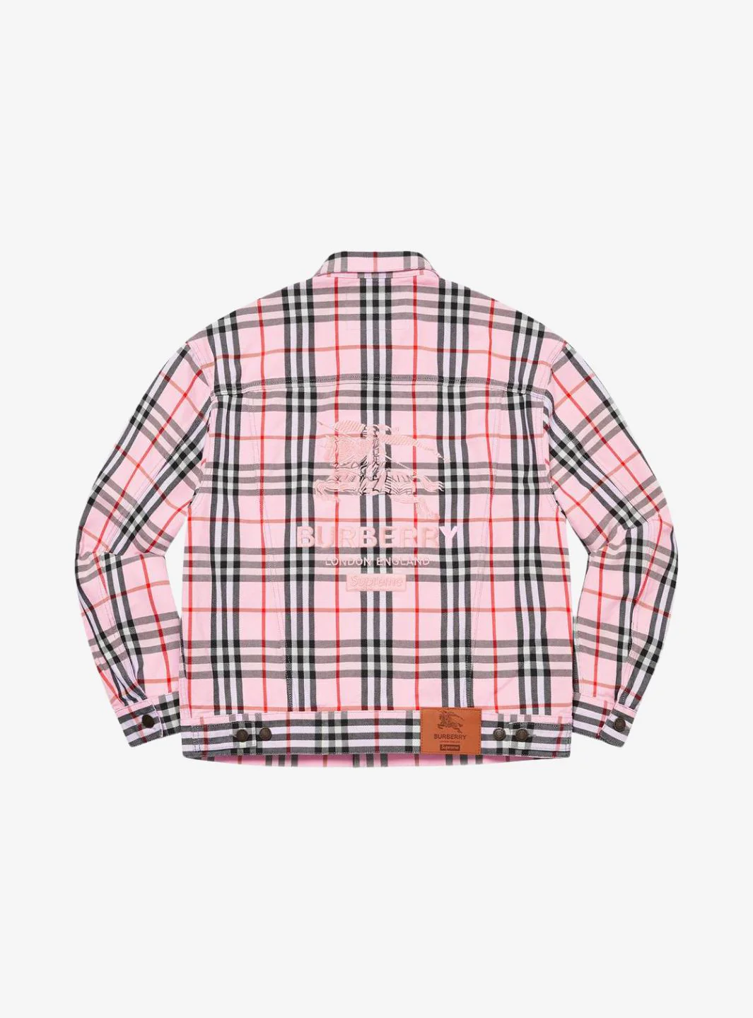 Supreme Burberry Denim Trucker Jacket Pink - Image 2