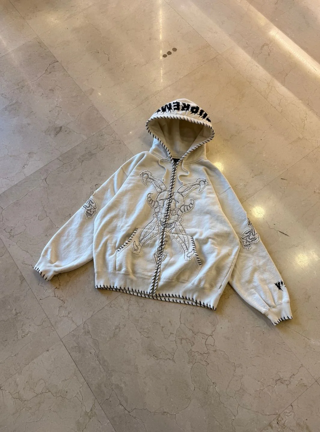 Supreme Y's by Yohji Yamamoto Zip Up Hooded Sweatshirt Natural - Image 4