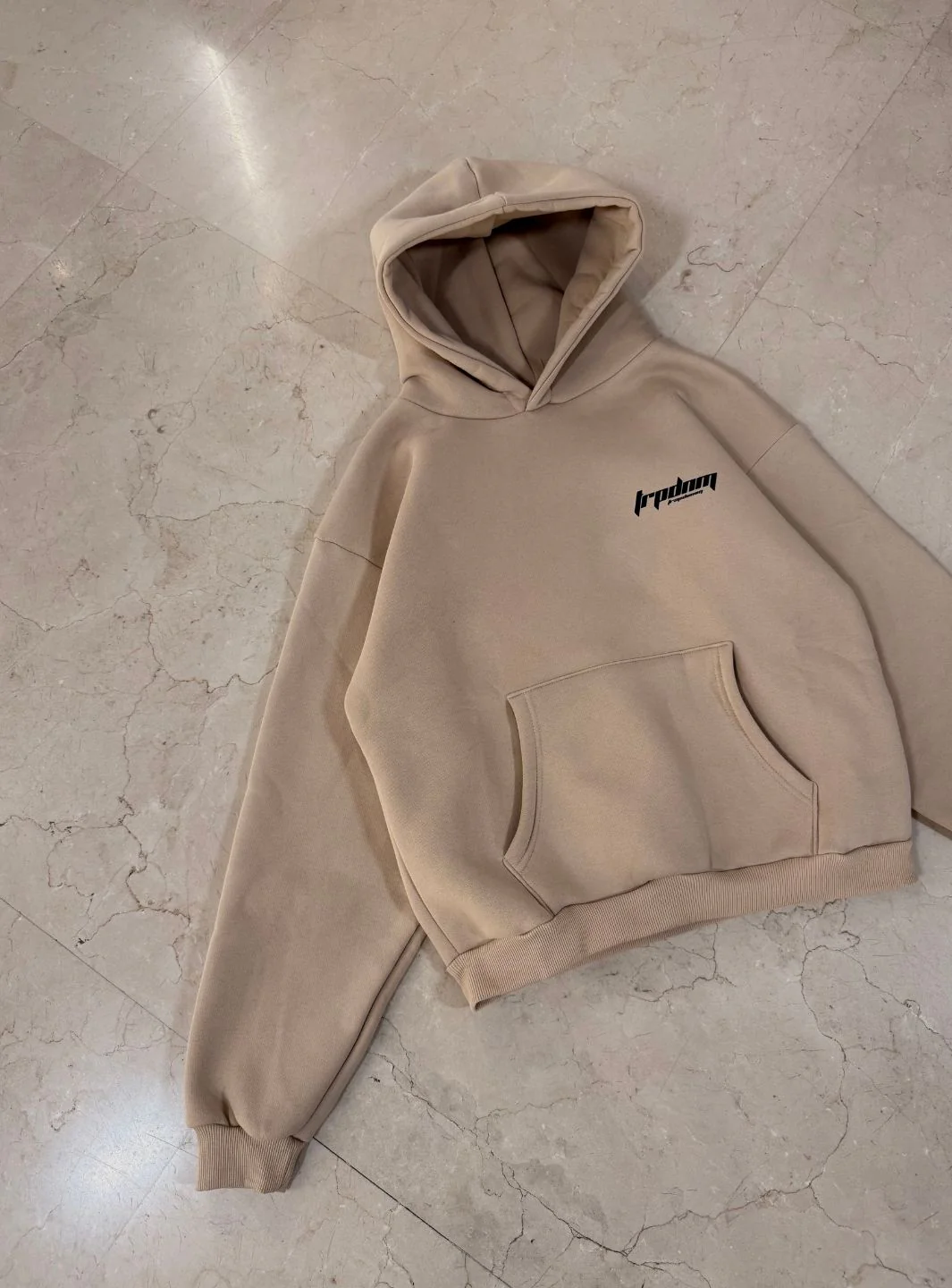 Trap Denim Hoodie Beige - Image 3