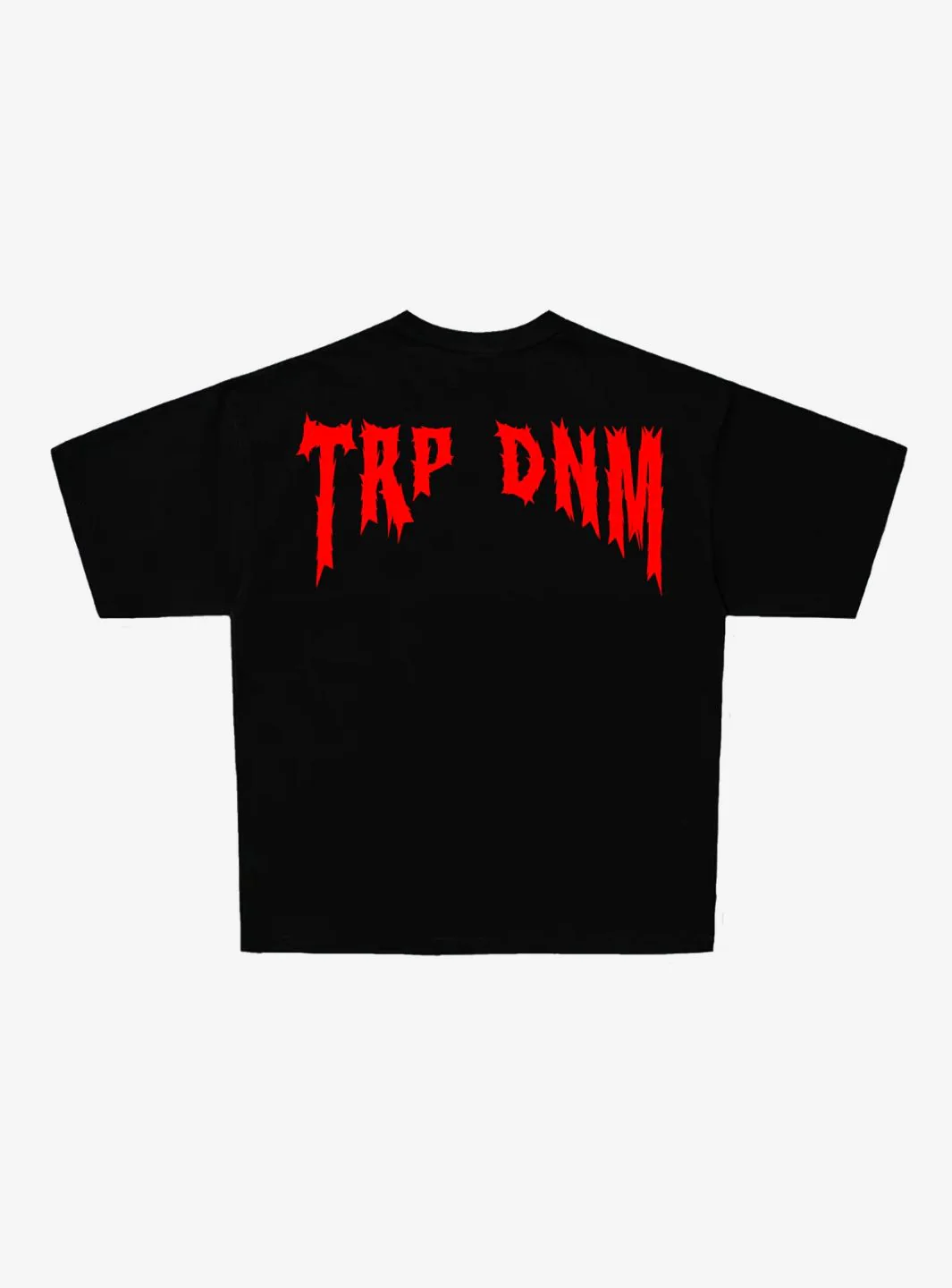 Trap Denim Red Punk Print Boxy Fit Cotton T-Shirt - Image 2