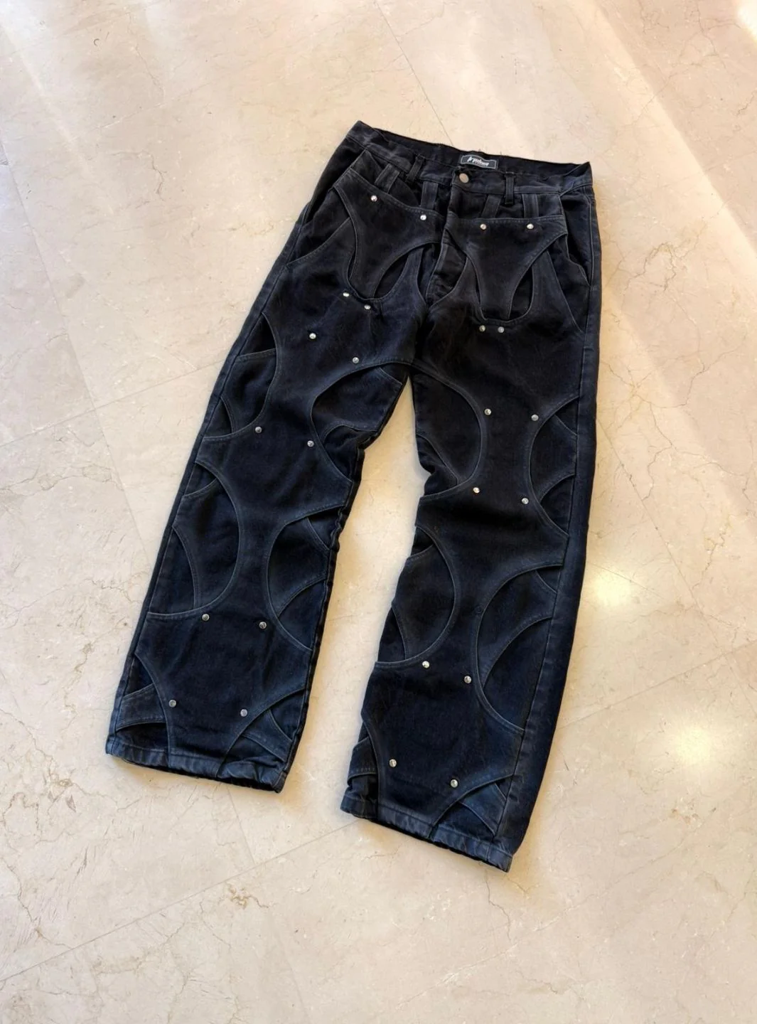 Trap Denim Washed Black Intertwined Jeans - Image 2