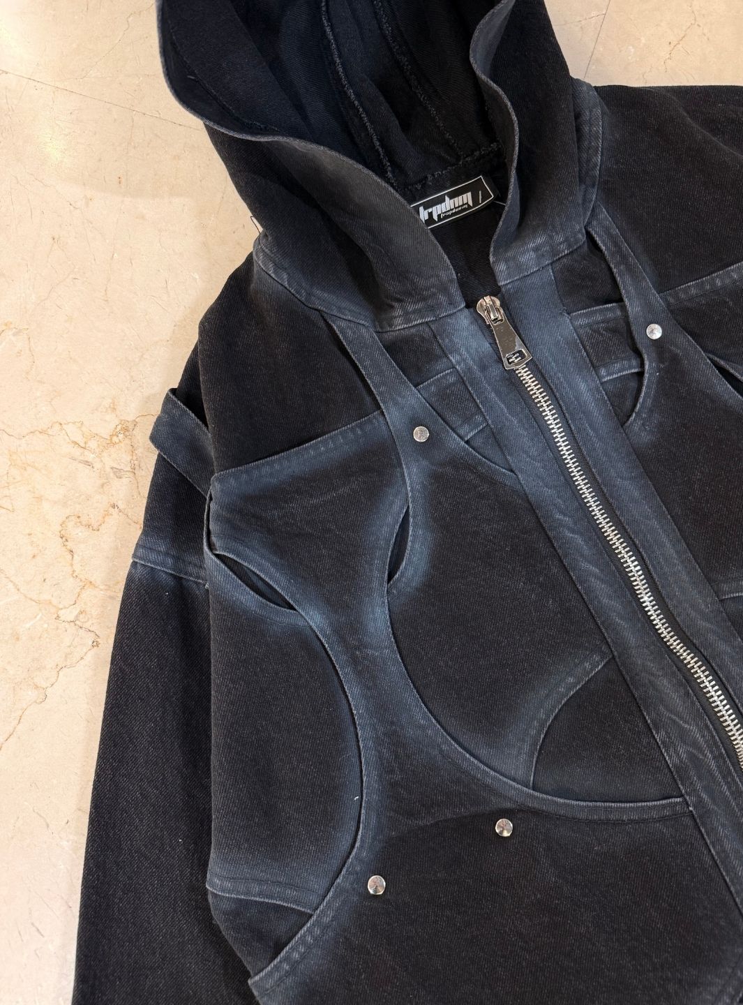 Trap Denim Washed Denim Intertwined Jacket - Image 6