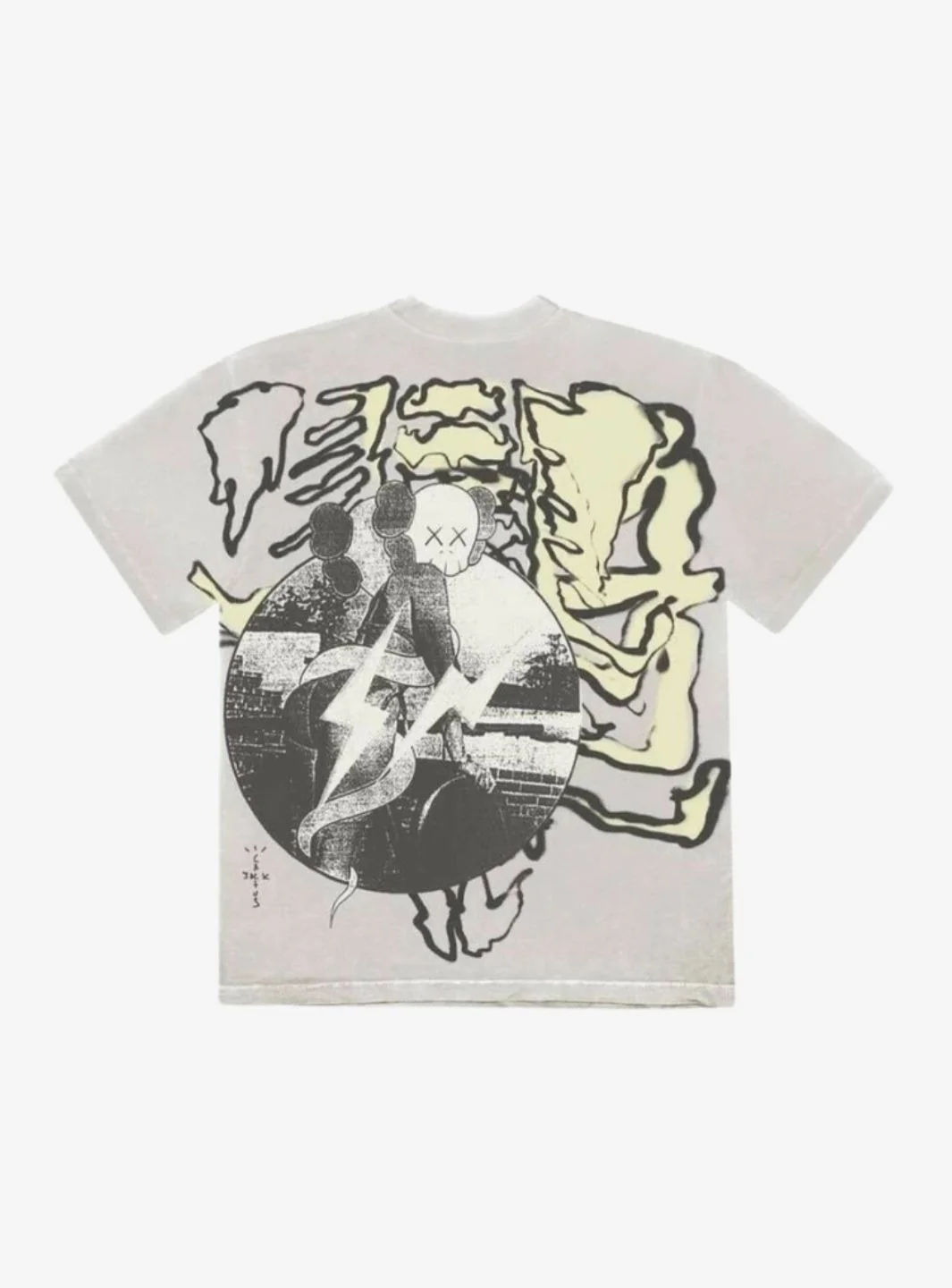 Travis Scott Cactus Jack + Kaws For Fragment T-Shirt Aged Yellow - Image 2